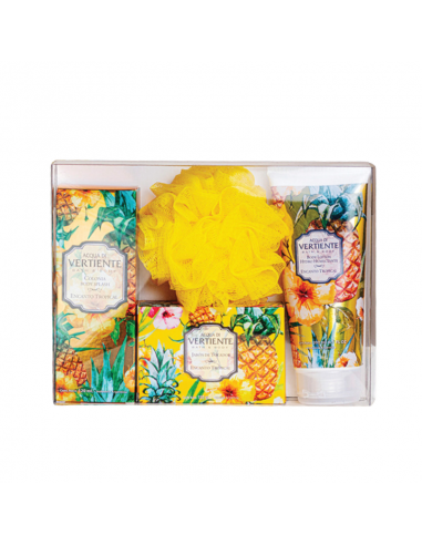 Acqua Di Vertiente Set Colonia+Jabon de Tocador+Esponja+Locion de Cuerpo Encanto Tropical