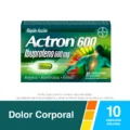 Actron Analgésico, Antiinflamatorio y Antifebril con Ibuprofeno 600mg x 10 Cápsulas Blandas