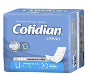 Apósitos Cotidian Multiuso Unisex Súper Absorbente x20 Unidades Para Incontinencia Leve