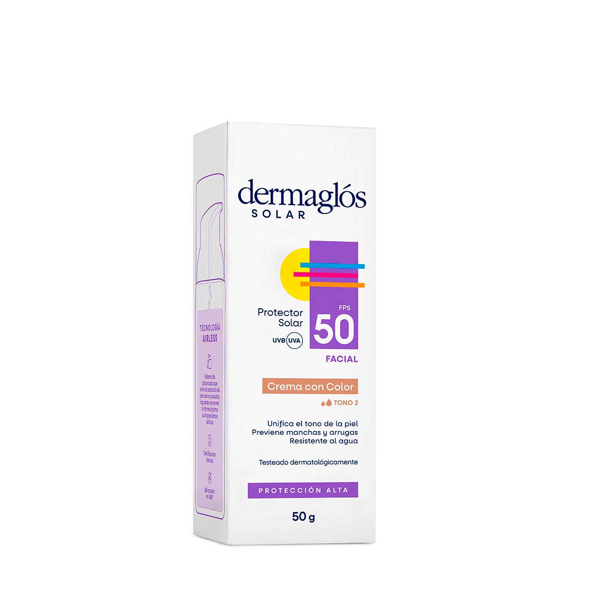 Dermaglos Facial FPS 50 Con Color Tono 2 50g