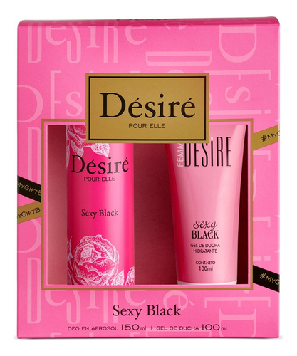 Desire Pour Elle Body Fragancia Desodorante En Aerosol Desire Sexy Black 150ml + Gel de Ducha 100g