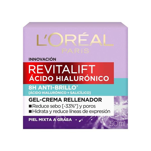 Gel Crema L'Oréal Paris Dermo Expertise Revitalift con Ácido Hialurónico Antibrillo 50 ml