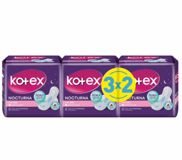 KOTEX NOCTURNA CON ALAS 8 3X2