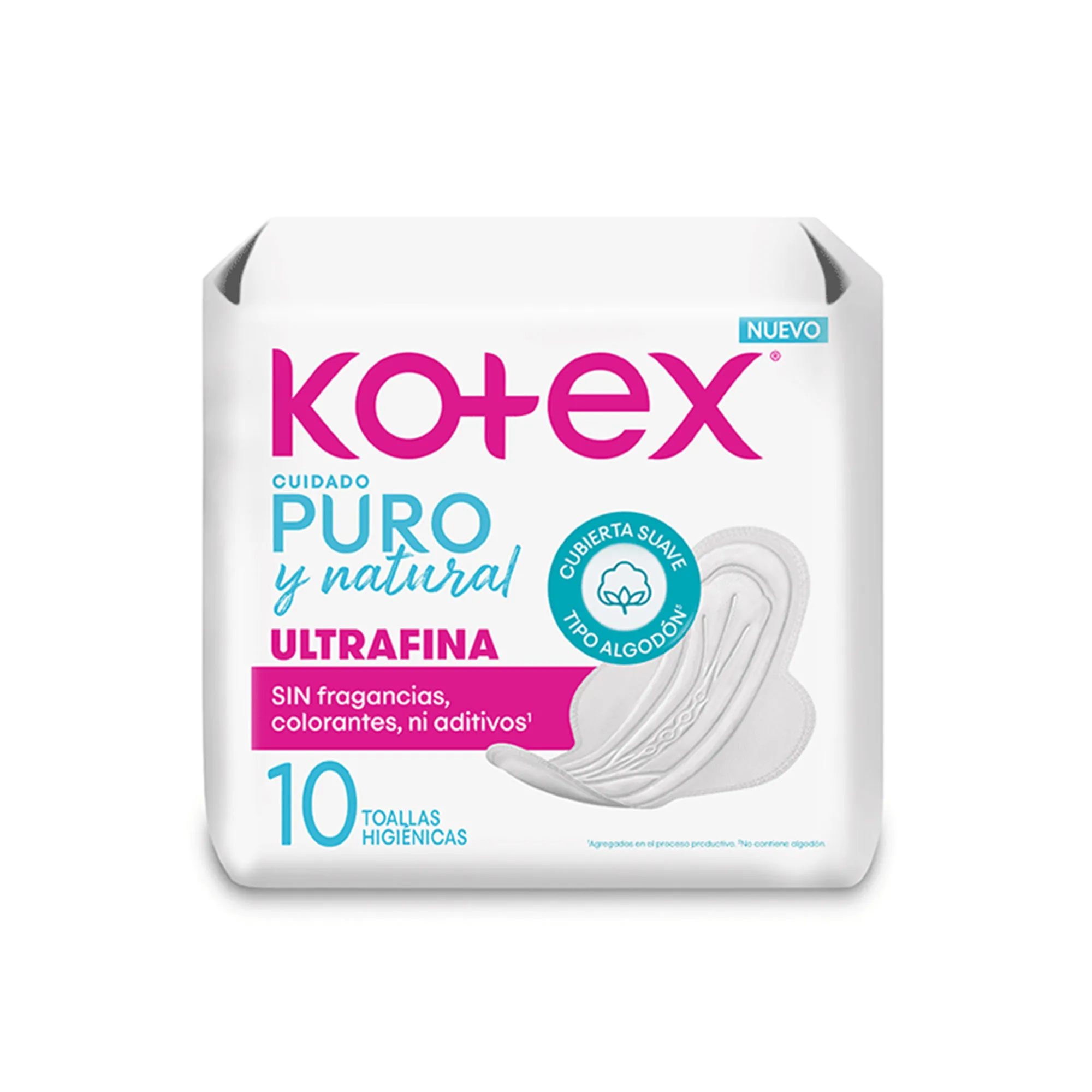 Kotex Toallas Cuidado Puro Y Natural 10 Unidades