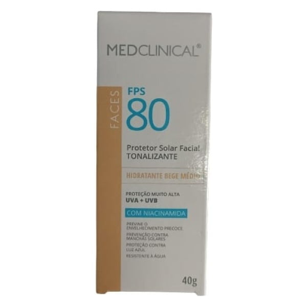 MEDCLINICAL Protector solar facial tonalizante con niacinamida (beige medio) FPS 80 / 40 gr