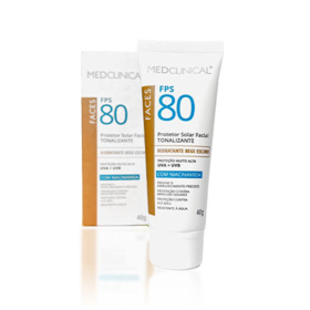 MEDCLINICAL Protector solar facial tonalizante con niacinamida (beige oscuro) FPS 80 / 40 gr