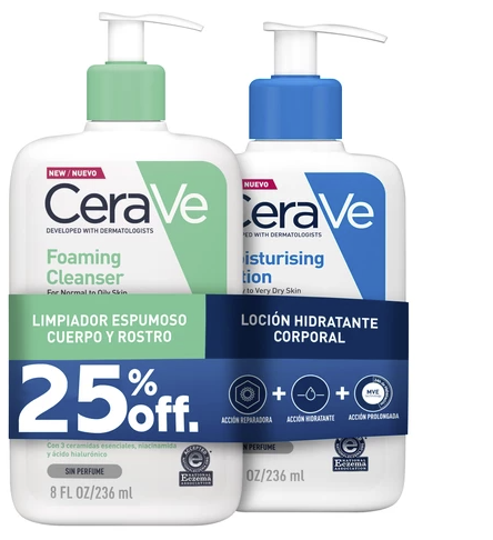 Pack CeraVe Gel Limpiador Espumoso 236ml + Loción Hidratante Corporal 236ml