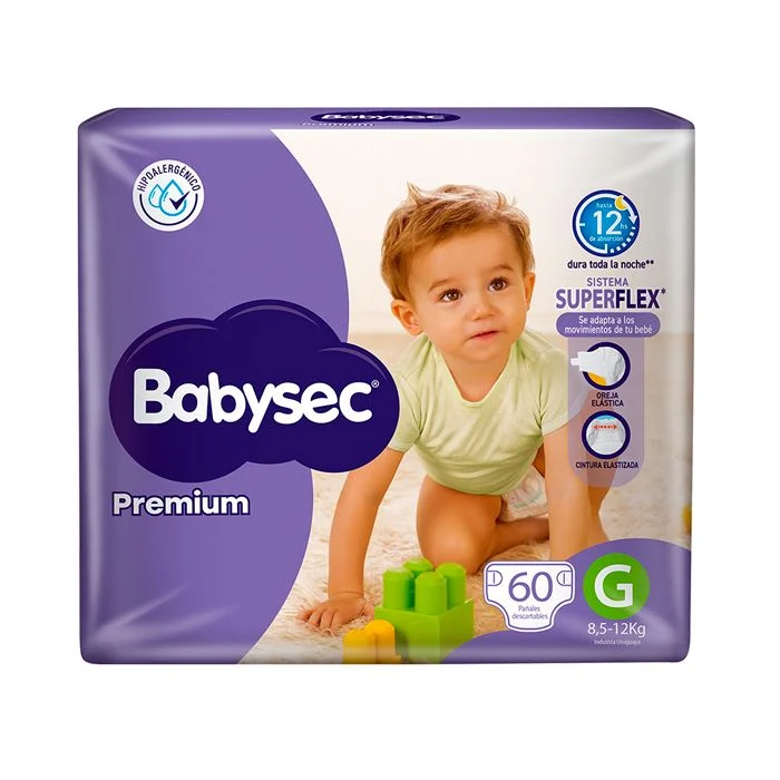 Pañales Babysec Premium G 60 Unidades
