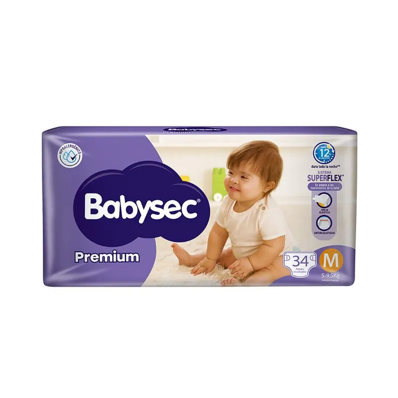 Pañales Babysec Premium M 34 Unidades
