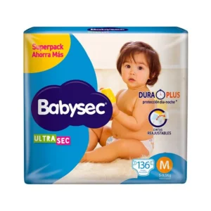 Pañales Babysec Ultra Sec M 136 Unidades