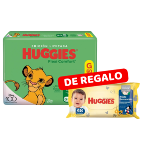Pañales Huggies flexi comfort talle G 60u + toallitas humedas