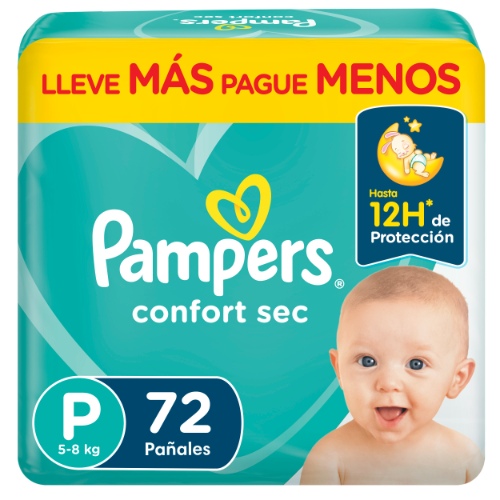 Pañales Pampers Confort Sec P 72 Unidades