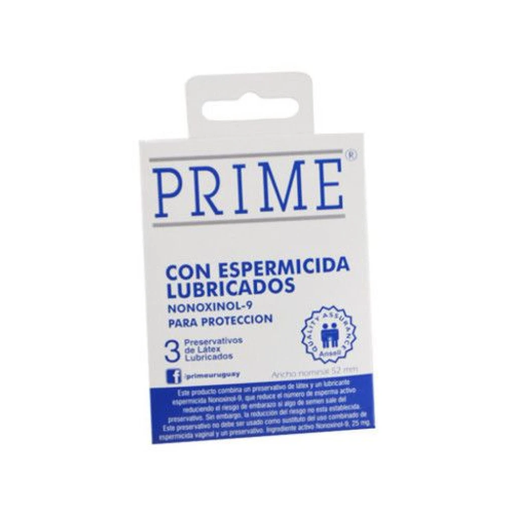 PRESERVATIVOS PRIME CON ESPERMICIDA LUBRICADOS X 3