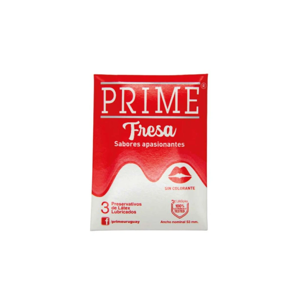PRESERVATIVOS PRIME Sabor Fresa x 3