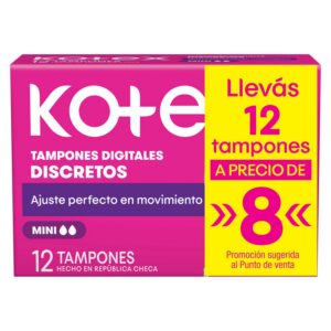 Tampones Kotex Mini - 12 Unidades
