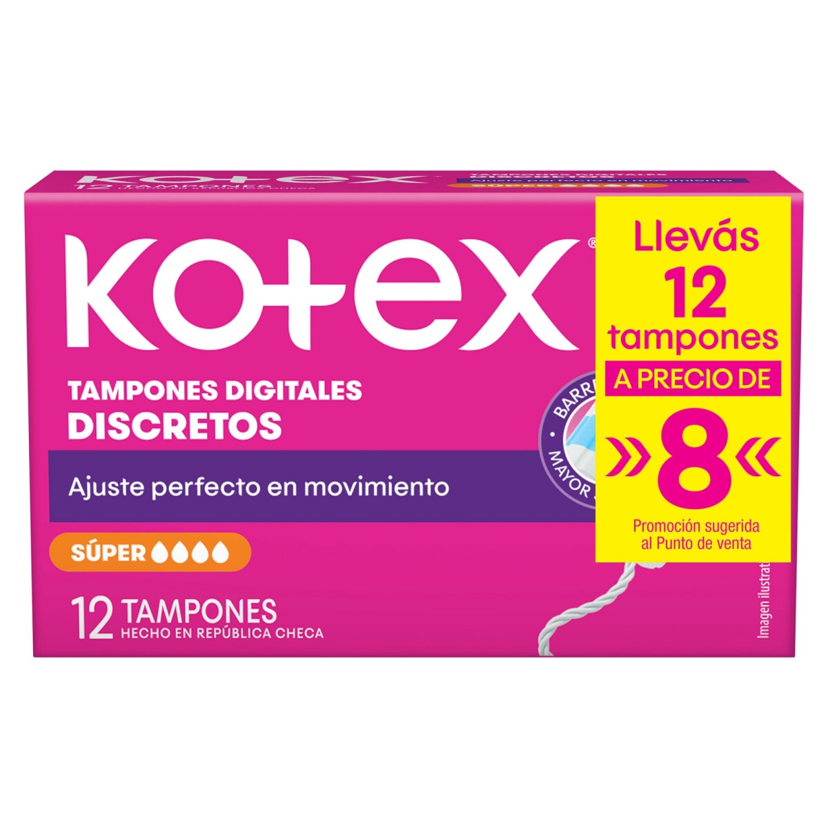 Tampones Kotex Super - 12 Unidades