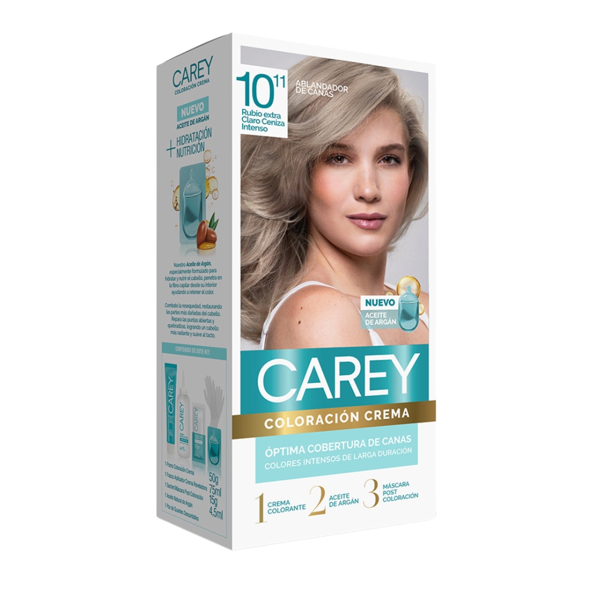Tinta Coloración Carey Nro10.11 Rubio Extra Claro Ceniza Intenso