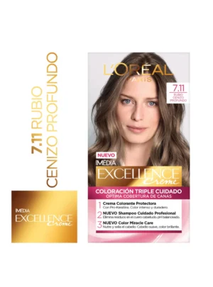 Tinta L'oréal Paris Excellence Creme N°7.11 Rubio ceniza profundo