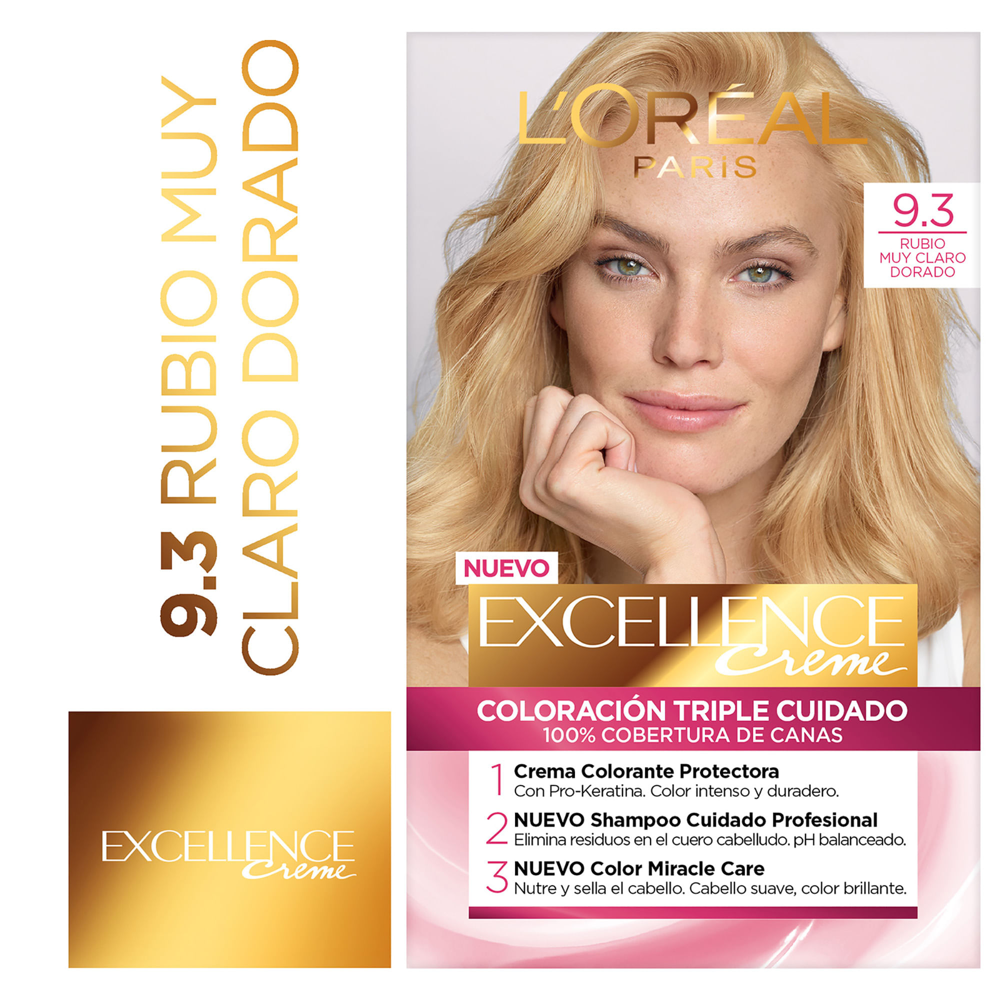 Tinta L'oréal Paris Excellence Creme N°9.3 Rubio muy claro dorado