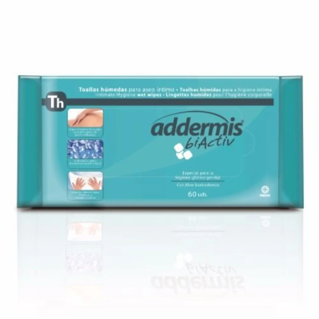 TOALLA HUMEDA ADDERMIS PARA HIGIENE CORPORAL 60 UNIDADES
