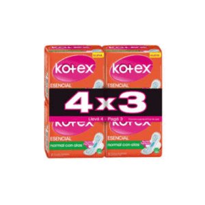 Toallitas Femeninas Kotex Esencial 4x3